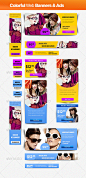 Colorful Banner & Ads 多彩横幅网页广告平面素材模板源文件-淘宝网
