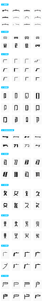 中文字体创作：常用偏旁部首设计范例之参考 设计范例 设计参考 字体设计 中文字形设计  ruanjian jiaocheng 