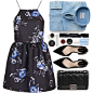 A fashion look from November 2015 featuring navy blue dress, blue shirt and black pumps. Browse and shop related looks.