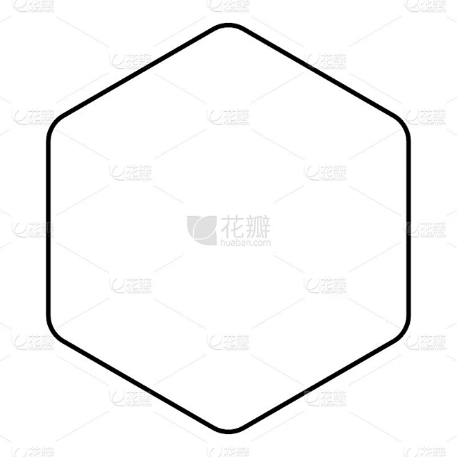 六边形与圆角图标黑色轮廓向量插图平面风格的图像素材-花瓣网