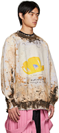 Pull molletonné blanc cassé à imprimé édition Henry Darger KIDILL en solde