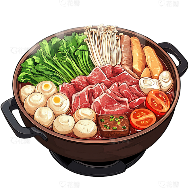 美食卡通插画火锅