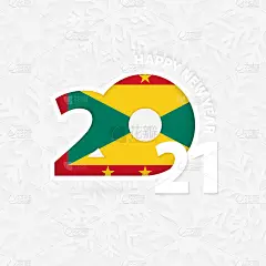 以雪花为背景，为格林纳达献上2021年新年快乐。