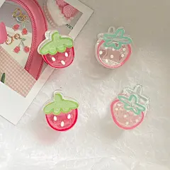 可爱透明草莓小抓夹ins少女心日系甜美发抓夏日简约刘海边夹发饰-淘宝网