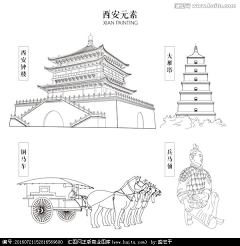 步猿采集到线描 动物 植物 城市