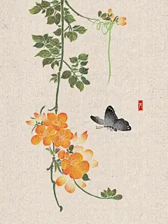 自学100副板绘国画｜第4副-凌霄花（附过程） - 小红书