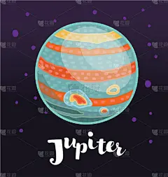 程式化的行星木星在黑暗的空间背景与恒星。