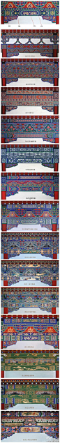【中国古建筑的各式彩画】古建彩画不仅美观，且有一定的防水性，增加建筑物寿命。@北坤人素材