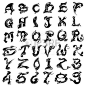 Tattoo alphabet and number