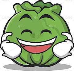笑脸白菜卡通人物风格矢量插图