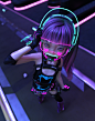 General 2000x2545 render neon cyberpunk Instrumentation loli gag