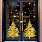 2021圣诞节装饰用品玻璃门贴纸店铺橱窗场景布置圣诞老人树墙贴画-tmall.com锟斤拷猫