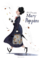#閒著就愛看電影# Mary Poppins，Julie Andrews另一部我超級喜歡的片子，裡面的鸚鵡手柄傘還有地毯口金包的形象太經典了！Illustration by Júlia Sardà.
