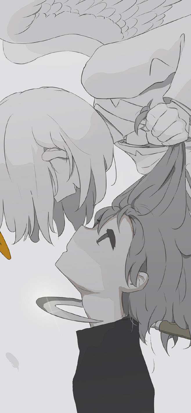 天使与死神的日常手绘高清手机壁纸