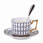 英式咖啡杯带勺带托盘陶瓷杯欧式简约下午茶花茶茶杯奢华咖啡套具