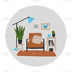 起居室,极简构图,室内,茶,咖啡,茶几,扶手椅,杯,边框,绘制