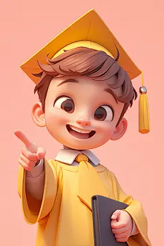 卡通男学生毕业照