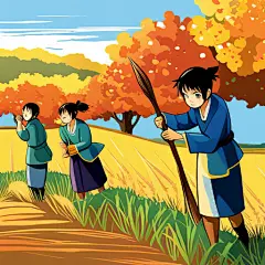 3883149614_In autumn, a peaceful countryside begins to enter _xl-beta-v2-2-2