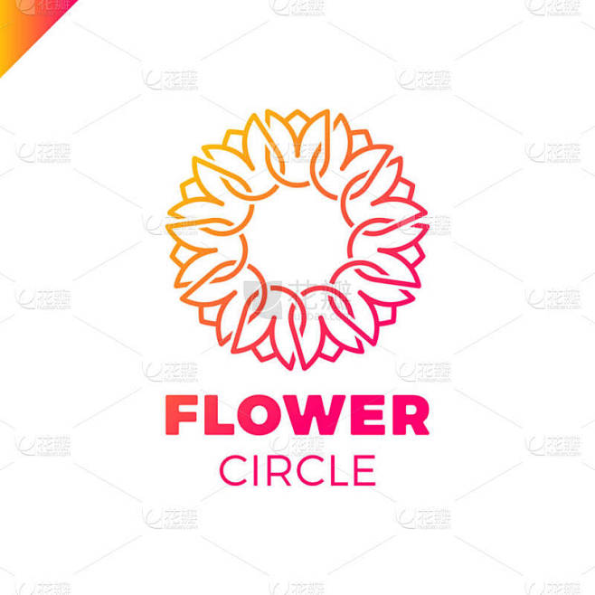 花 Logo 圆抽象设计矢量模板。郁金香温泉图标。化妆品酒店花园美容院标识概念.