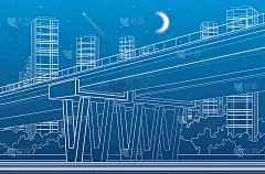 天桥，建筑和基础设施插图，交通天桥