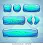 stock-vector-set-of-blue-cartoon-glassy-buttons-with-bubbles-game-ui-elements-241742536