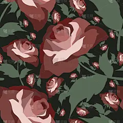 无缝花图案与玫瑰。
