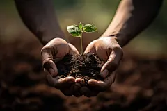 手捧植物幼苗绿色环保节能宣传摄影图