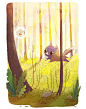 Little Big Adventures Of A Cat Lost In The Woods : This new art series, created by Alena Tkach for NeonMob, is the story of a curious kitty named Pinkerton. Told through two beautifully illustrated images, our tiny hero makes new friends getting lost in t