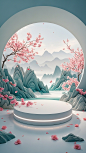 空白展台，空白陈列台，电商用陈列台，国风，小清新，展台 (12)