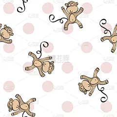 四方连续纹样,矢量,猴子,轮廓线画,贺卡,艺术,绘画插图,生日,卡通,新生活