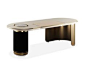 Porus Studio_2 的木制和拉丝黄铜 ARIZONA 椭圆形办公桌