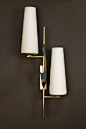 Pair of 1950s Asymmetrical Sconces by Maison Arlus | From a unique collection of antique and modern wall lights and sconces at https://www.1stdibs.com/furniture/lighting/sconces-wall-lights/: 