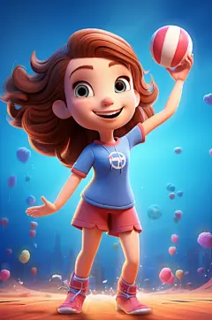 AI数字艺术可爱女孩运动锻炼人物模型