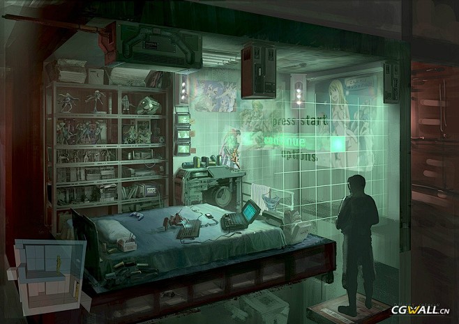 CGwall游戏原画网站_室内卧室场景设...