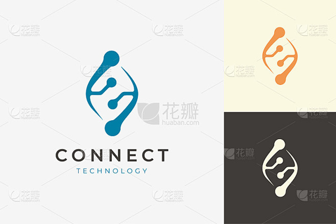 以抽象的形状连接技术标志
