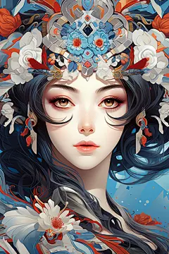 京剧花旦人物形象插画