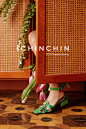 CHINCHIN 原创设计师鞋履｜Niki 钻扣PVC拼接羊皮方头中跟鞋-淘宝网