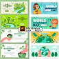 手绘卡通6.5世界环境日保护树木地球banner海报AI矢量设计素材-淘宝网