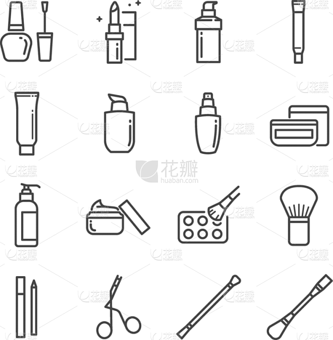 化妆用品,图标,彩妆,线条,轮廓,矢量,...