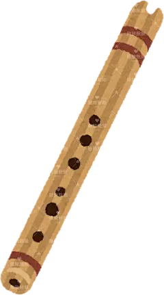 用芦苇、木头和竹子等切割植物制成的垂直笛子  插画 免扣 素材 手绘 png1