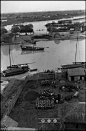 中国，江苏，南京，1949年4月，从南京城墙看到的运河