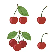 CHEERY手绘卡通樱桃车厘子水果插画元素 壁纸AI矢量LOGO图案素材 (49)