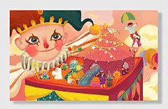手绘卡通小丑愚人节插画