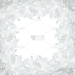 郁郁葱葱的白色牡丹框架