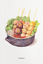Yummy Food : watercolor#吃货# #美食插画#  #治愈系# #小清新#