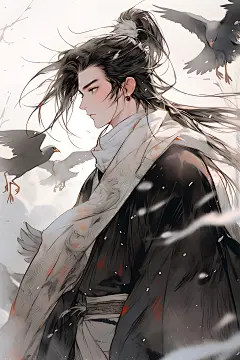 古风美少年晕染中式插画