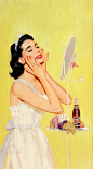 Nothing like a Pepsi while putting on your make-up. This is from an ad in 1956.
