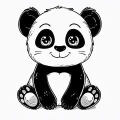 简约扁平风可爱熊猫元素素材图片