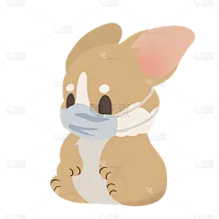 手绘-扁平小狗动物元素贴纸-口罩