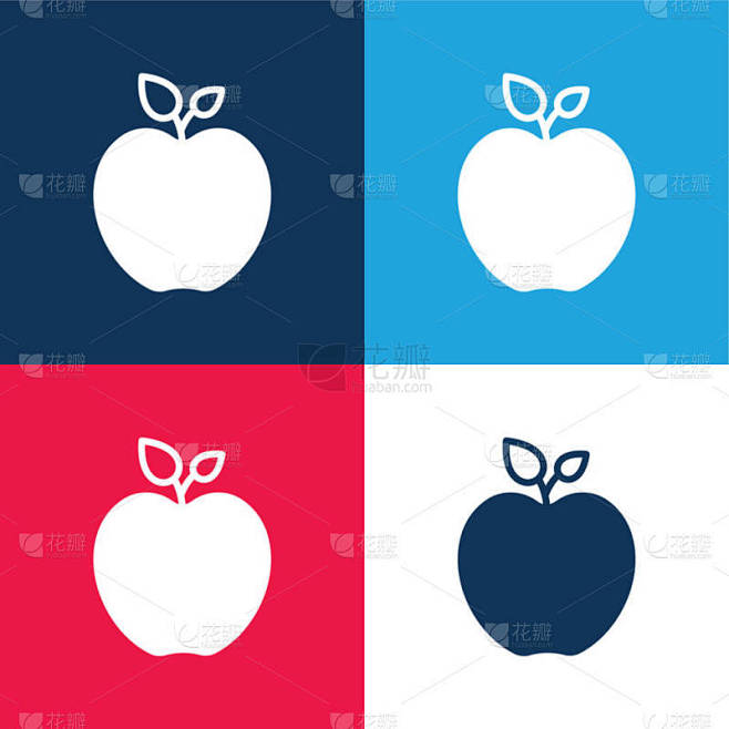 Apple Blue and red four color minimum icon set